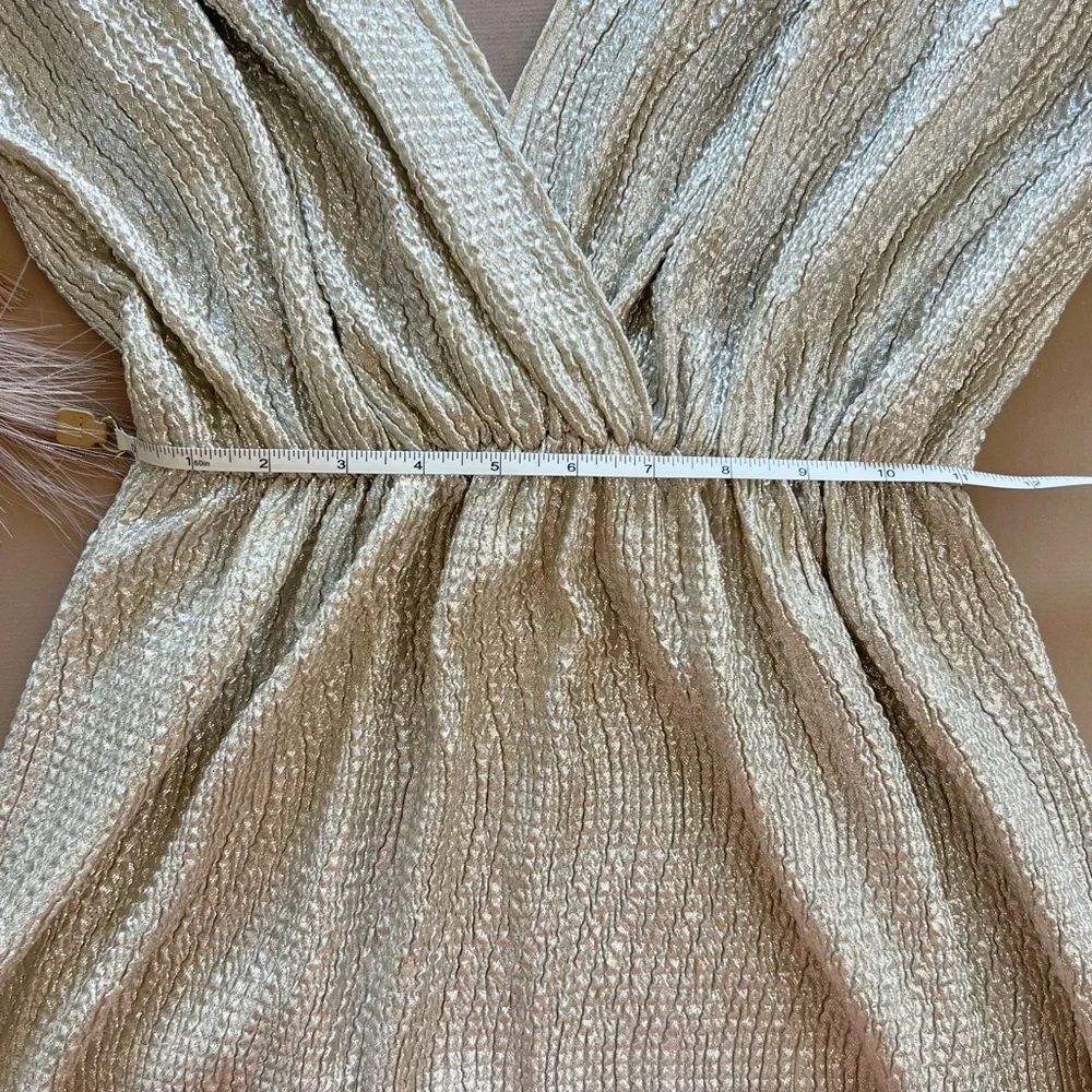 Lulu’s Metallic Champagne Gold V-Neck Evening Dress - Picture 6 of 15